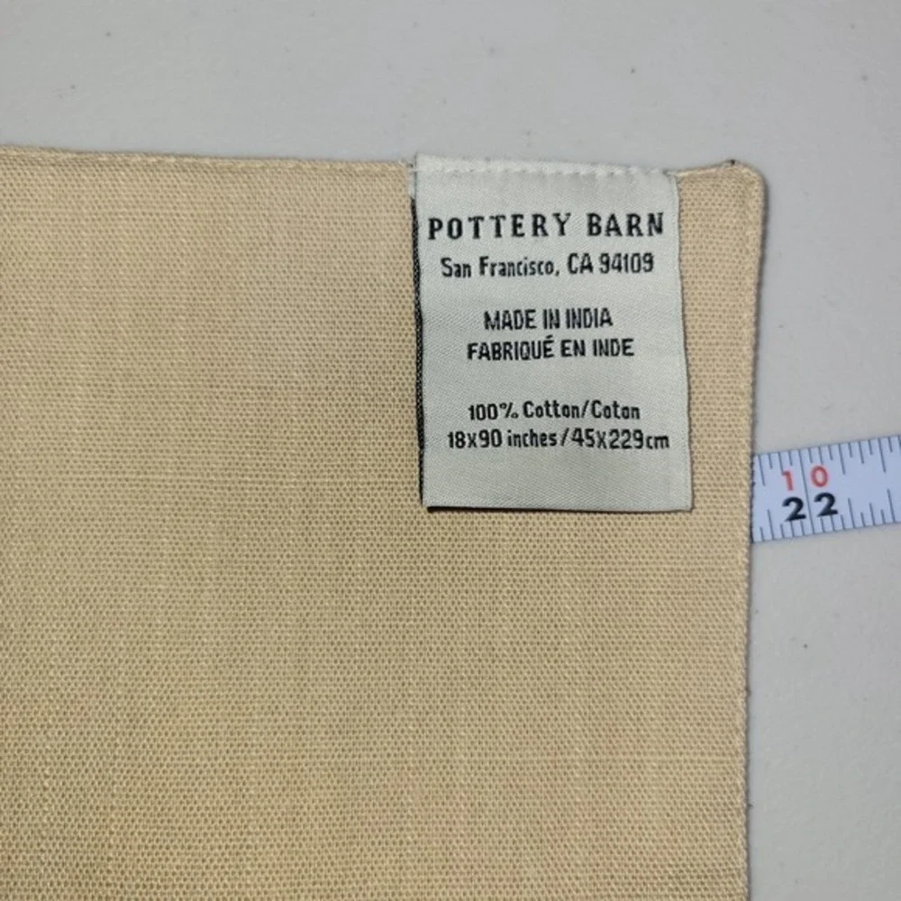 Pottery Barn Table Runner Tan Gold Brown‎ Medallion Paisley Cotton Farmhouse 90